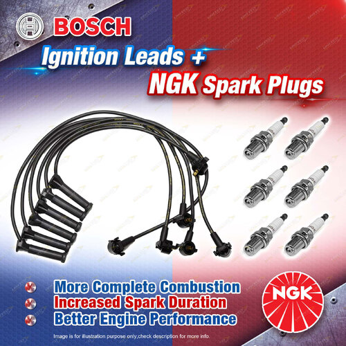 6 x NGK Spark Plugs + Bosch Ignition Leads Kit for Ford Explorer UT UX UZ 4.0L