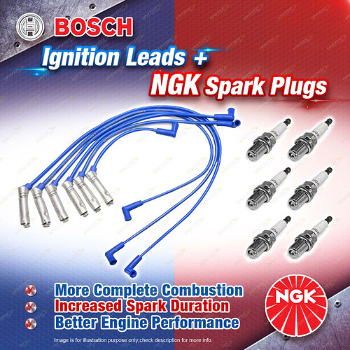 6 NGK Spark Plugs + Bosch Sport Leads for Holden Calais Commodore VS VT VU VX VY