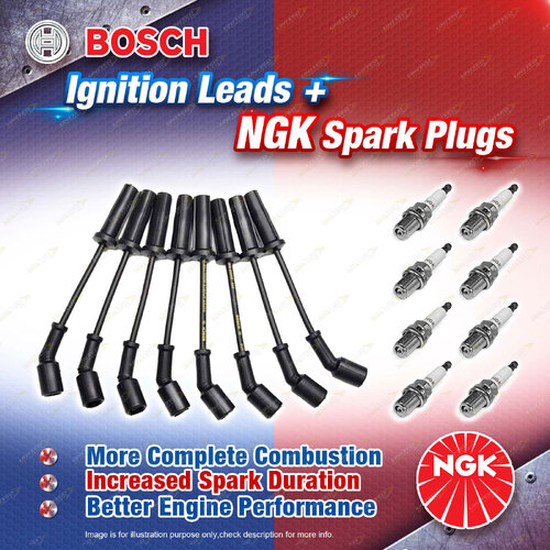 8 x NGK Spark Plugs + Bosch Leads Kit for Holden Adventra VY Calais Commodore VZ