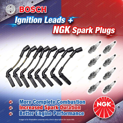 8 x NGK Spark Plugs + Bosch Ignition Leads Kit for Holden Calais VE Crewman VZ