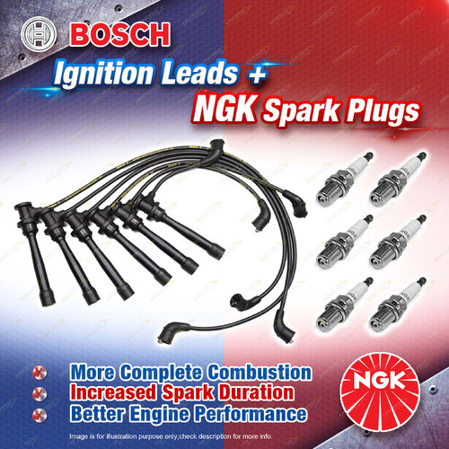 6 x NGK Spark Plugs + Bosch Leads Kit for Hyundai Sonata EF Tiburon GK Tucson JM