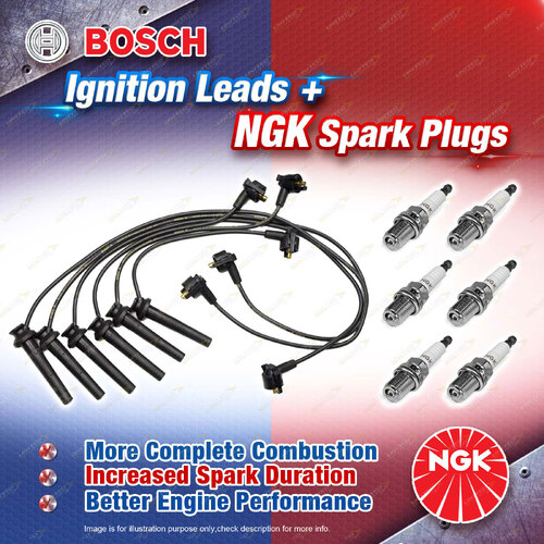 6 x NGK Spark Plugs + Bosch Ignition Leads Kit for Mazda MPV LW LW5W 2.5L GY