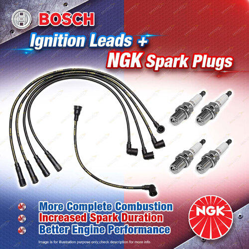 4 x NGK Spark Plugs + Bosch Ignition Leads Kit for Nissan 720 G720 KP720 UP720