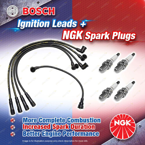 4 x NGK Spark Plugs + Bosch Ignition Leads Kit for Suzuki Sierra SJ410 SJ40 1.0L