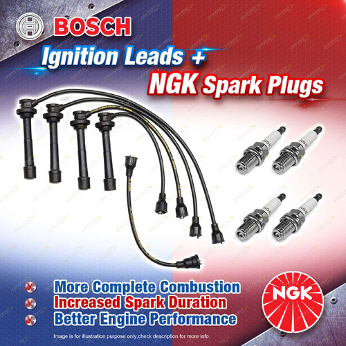 4 NGK Spark Plugs + Bosch Ignition Leads Kit for Suzuki Vitara SE416 TA02C TA02V