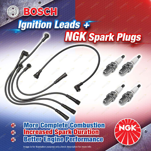 4 x NGK Spark Plugs + Bosch Ignition Leads Kit for Toyota Celica RA60R RA60