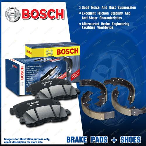 8Pcs Bosch Front Brake Pads + Rear Shoes for Ford Courier PD 2.6L 03.1996-1999