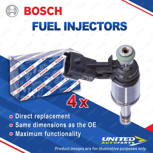 4 x Bosch Fuel Injectors for Jaguar XF X250 Petrol 2.0L 177kW 204PT 2012-2015