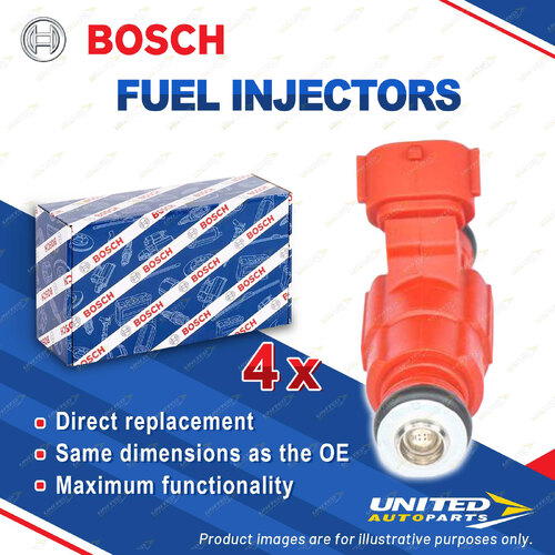 4 x Bosch Fuel Injectors for Nissan N16 FWD Petrol 1.8L 84kW QG18DE 2000-2002