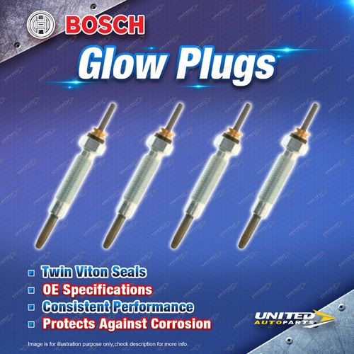 4 x Bosch Glow Plugs for Mitsubishi Challenger Fuso FB FD Pajero NM NJ NK NL I4