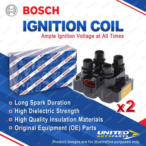 2 x Bosch Ignition Coils for Ford Falcon Fairlane AU1 AU2 AU3 LTD TE50 TL50 TS50