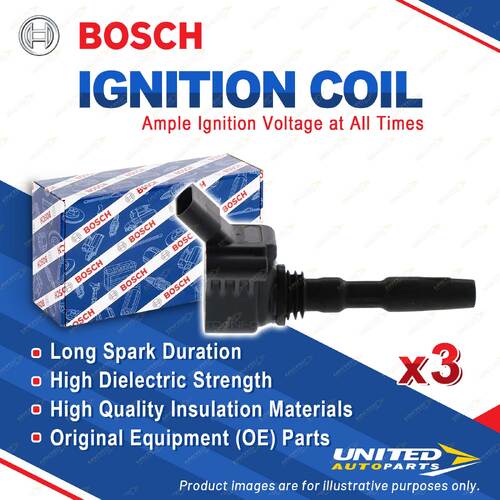 3 x Bosch Ignition Coils for Volkswagen Polo AW Up! AA 1.0L Hatchback 2012-2020