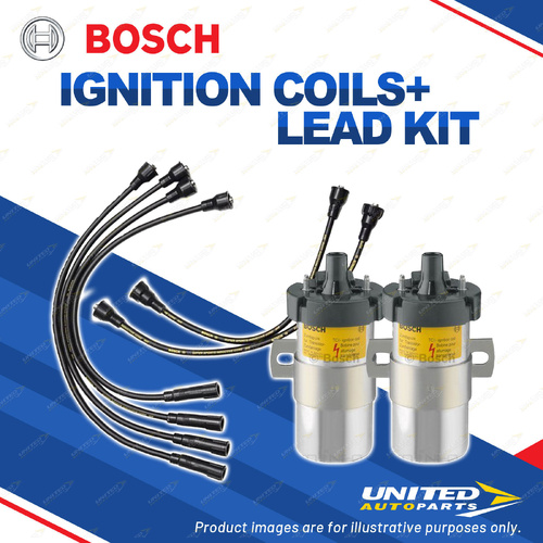 Bosch 2 Ignition Coils+Lead Kit for Mazda RX-7 FC FC3C FC3S SERIES 1 2 3 SA22C