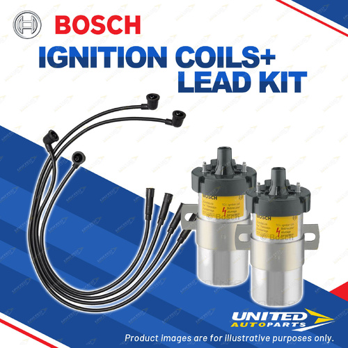 Bosch 2 Ignition Coils+Lead Kit for Mazda RX-7 FC FC3C FC3S 1.3L 13B 13BT 89-91