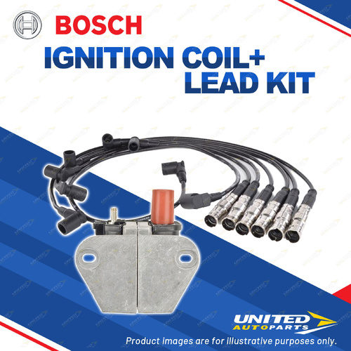 Bosch Ignition Coil+Lead Kit Includes Heat Shields for Mercedes Benz 190E 300E