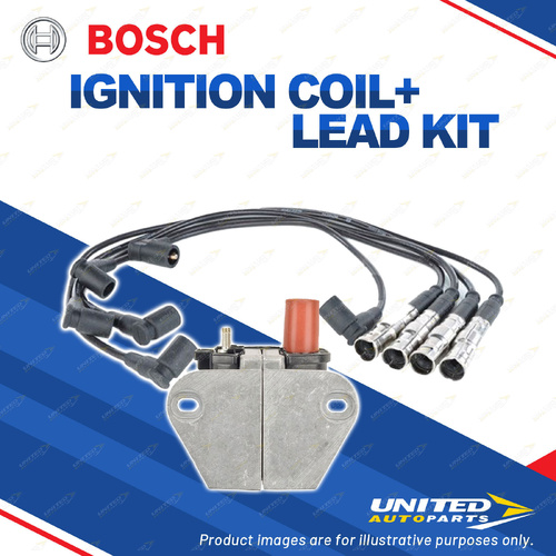 Bosch Ignition Coil+Lead Kit for Mercedes Benz 190 W201 2.0L I4 8V 77KW