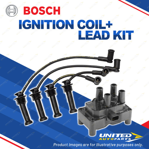 Bosch Ignition Coil+Lead Kit for Ford Fiesta WP WQ DXXGA HXXGA HXXWP 1.6L I4