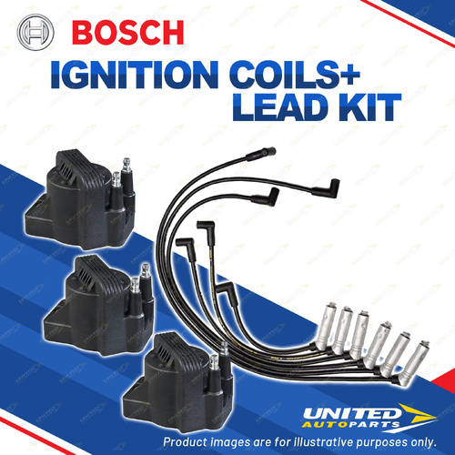 Bosch 3 Ignition Coils+Lead Kit for Holden Commodore VT VS WH Caprice Statesman