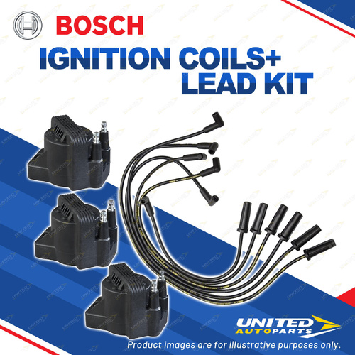 Bosch 3 Ignition Coils+Lead Kit for Holden Commodore VG VN Calais 3.8L V6 125KW