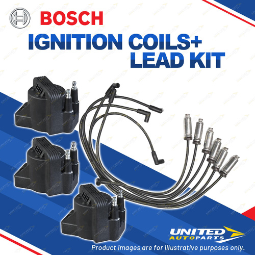 Bosch 3 Ignition Coils+Lead Kit for Holden Commodore VG VN Calais 3.8L V6 90-91