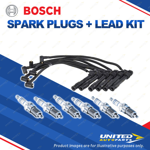 Bosch 6 Spark Plugs+Lead Kit for Audi A4 B6 8E 2.4L BDV V6 30V 125KW 02-05