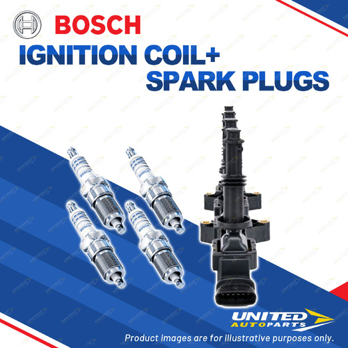 Bosch 4 Spark Plug+Ignition Coil for Holden Astra AH AHL08 AHL67 2.2L I4 06-08