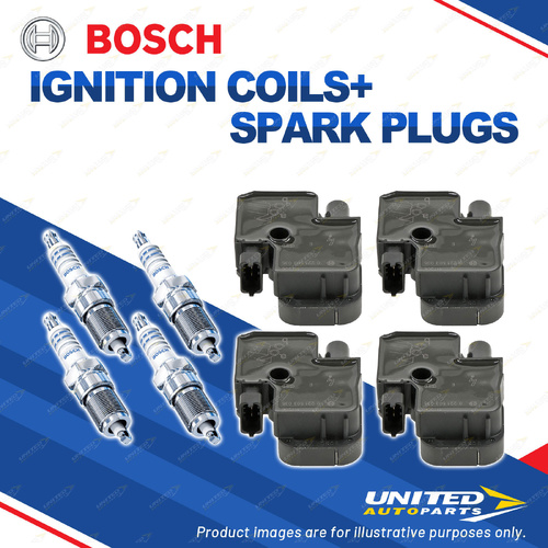 Bosch 4 Spark Plugs+4 Ignition Coils for Mercedes Benz A150 A170 A200 W169 B200