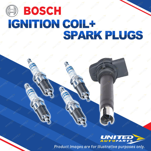 Bosch 4 Spark Plugs+Ignition Coil for Audi A4 B8 8K A5 8T 8F S3 8P TTS 1.8L 2.0L