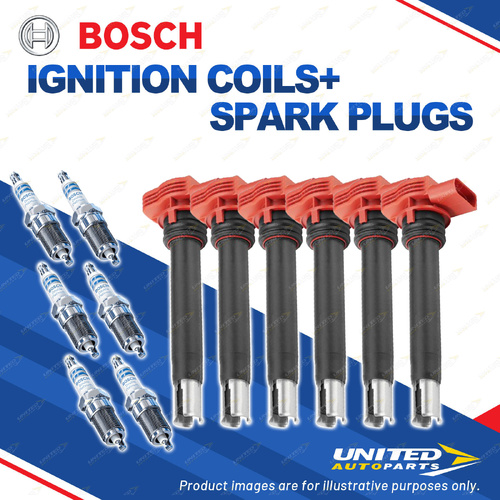 Bosch 6 Spark Plugs+6 Ignition Coils for Audi A4 B8 A5 8T A6 C7 A7 Q5 Q7 S4 S5