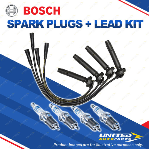 Bosch 4 Spark Plugs+Lead Kit for Subaru Liberty Legacy BE BE5 BH BH5 2.0L F4