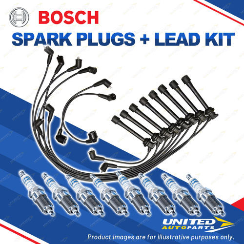 Bosch 8 Spark Plug+Lead Kit for Toyota Hiace UZH132R Soarer UZZ30R UZZ31R UZZ32R