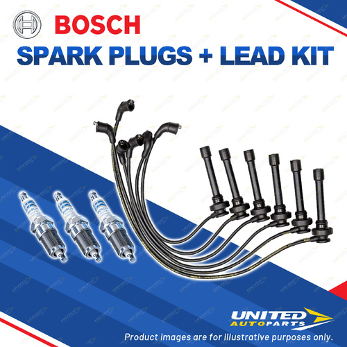 Bosch 3 Spark Plugs+Lead Kit for Mitsubishi Magna TE TF TH 3.0L V6 140KW 96-00