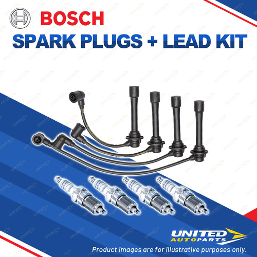 Bosch 4 Spark Plugs+Lead Kit for Mazda MX5 NA NA6C NA8C NB8C 1.6L 1.8L I4 93-00