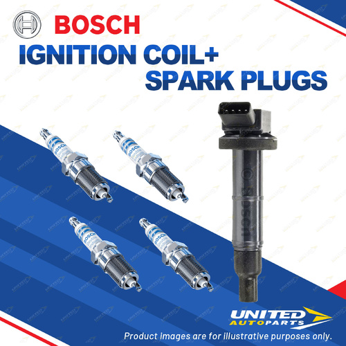 Bosch 4 Spark Plugs+Ignition Coil for Toyota Camry Rav 4 Previa Tarago Avensis