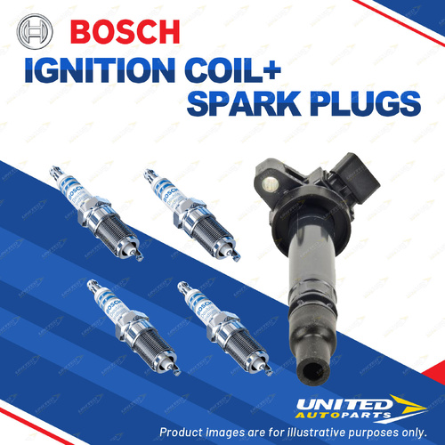 Bosch 4 Spark Plugs+Ignition Coil for Toyota Corolla ZZE123R Celica ZZT231R 1.8