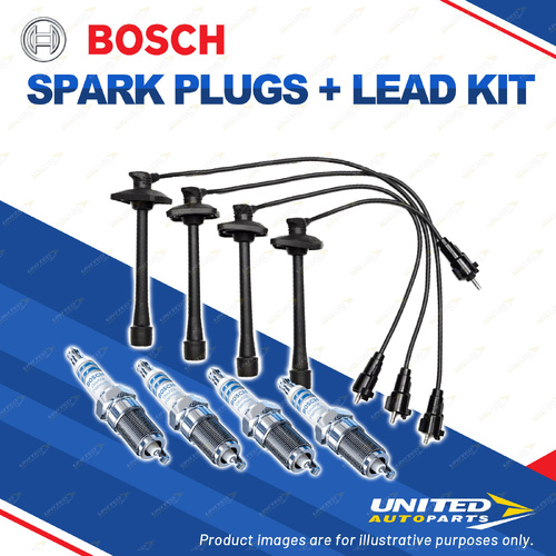 Bosch 4 Spark Plugs+Lead Kit for Toyota Camry SXV20R 2.2L 5SFE I4 104KW 96-01