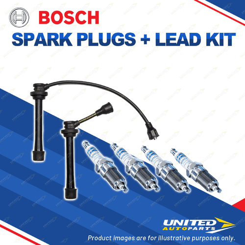 Bosch 4 Spark Plugs+Lead Kit for Suzuki Escudo TA74W 1.6L M16A I4 16V 06-07