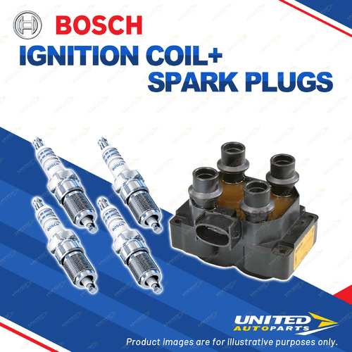 Bosch 4 Spark Plugs+Ignition Coil for Mazda 626 GF GWEW 2.0L FSDE I4 93KW 98-02