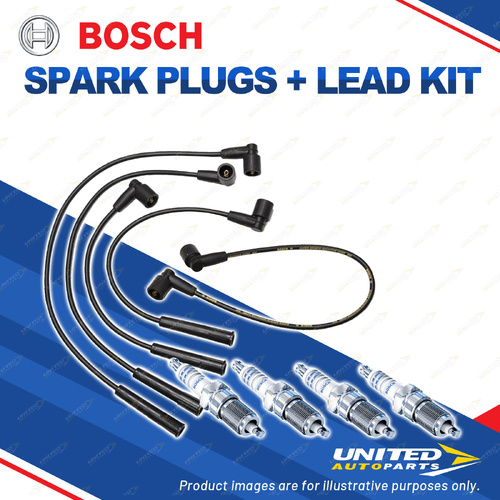 Bosch 4 Spark Plugs+Lead Kit for BMW 318i E30 E36 1.8L I4 8V 85KW 1987-1994