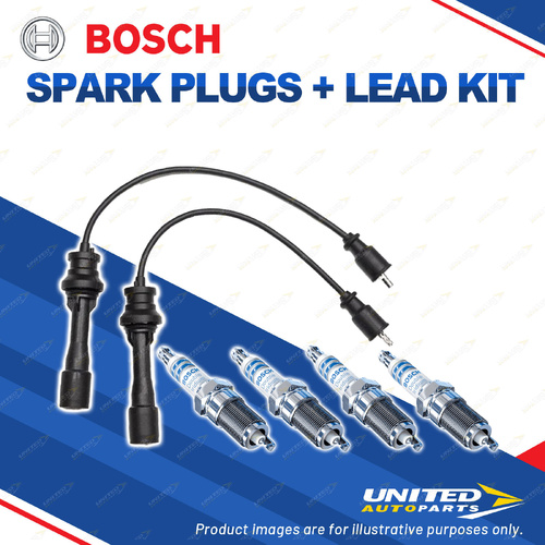 Bosch 4 Spark Plugs+Lead Kit for Mazda 323 BJ BJMP BJMS 1.6L I4 78KW 98-02