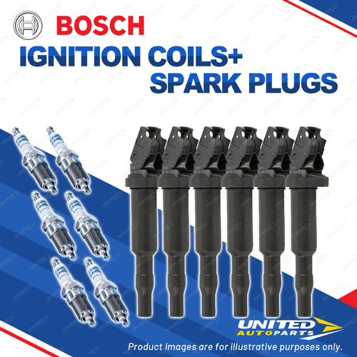 Bosch 6 Spark Plugs+6 Ignition Coil for BMW 323i 325i 330i E90 E91 525i 530i E60