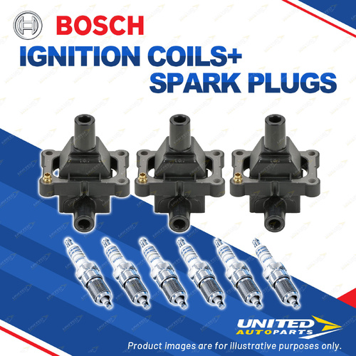 Bosch 6 Spark Plugs+3 Ignition Coils for Mercedes Benz 300E 320CE C280 C36 E320