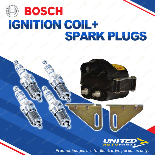 Bosch 4 Spark Plugs+Ignition Coil for Nissan Pintara R31 2.0L I4 78KW 86-90