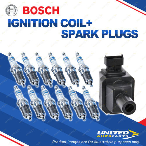 Bosch 12 Spark Plugs+Ignition Coil for Mercedes Benz CL600 C140 W140 SL600 R129