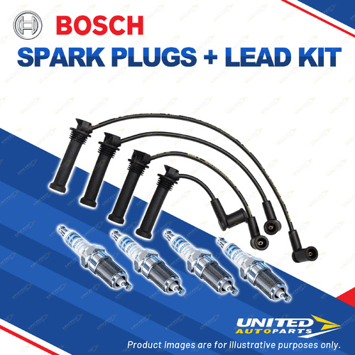 Bosch 4 Spark Plugs+Lead Kit for Ford Escape ZB U02Z U04Z 2.3L I4 108KW 04-06