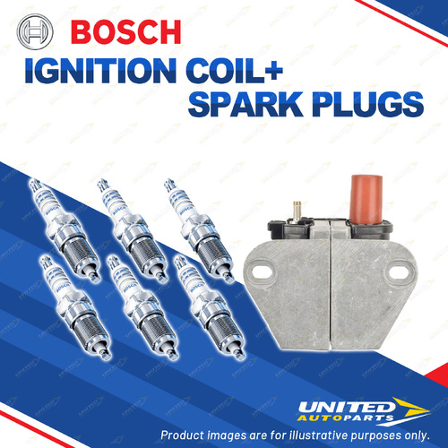 Bosch 6 Spark Plugs+Ignition Coil for Mercedes Benz 190E 260E 300E 300SE I6