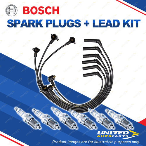 Bosch 6 Spark Plugs+Lead Kit for Ford Explorer UN UP 4.0L V6 12V 153KW 96-99