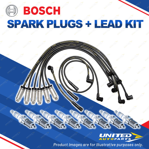 Bosch 8 Spark Plugs+Lead Kit for Holden Commodore POLICE VT VS Calais 5.0 V8