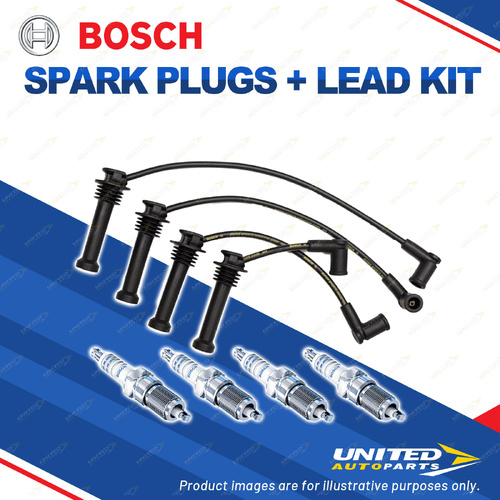 Bosch 4 Spark Plugs+Lead Kit for Ford Focus LR AXXGC AXXWP BXXGC FXXWP 1.8L I4