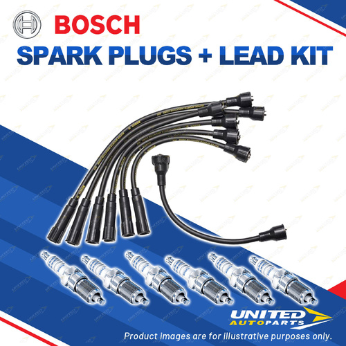 Bosch 6 Spark Plugs+Lead Kit for Holden Commodore VB Belmont Kingswood Utility